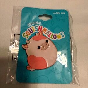 Squishmallows Reshma Pink Cow Enamel Lapel Pin Kellytoy Strawberry Cow New NIP